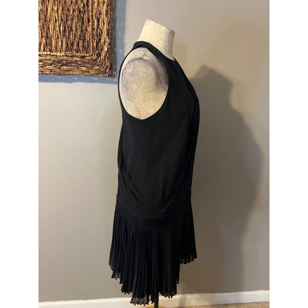 Rag & Bone Dress 6 Black Stretch Silk Rich Drape Pleat Trim - Picture 9 of 15